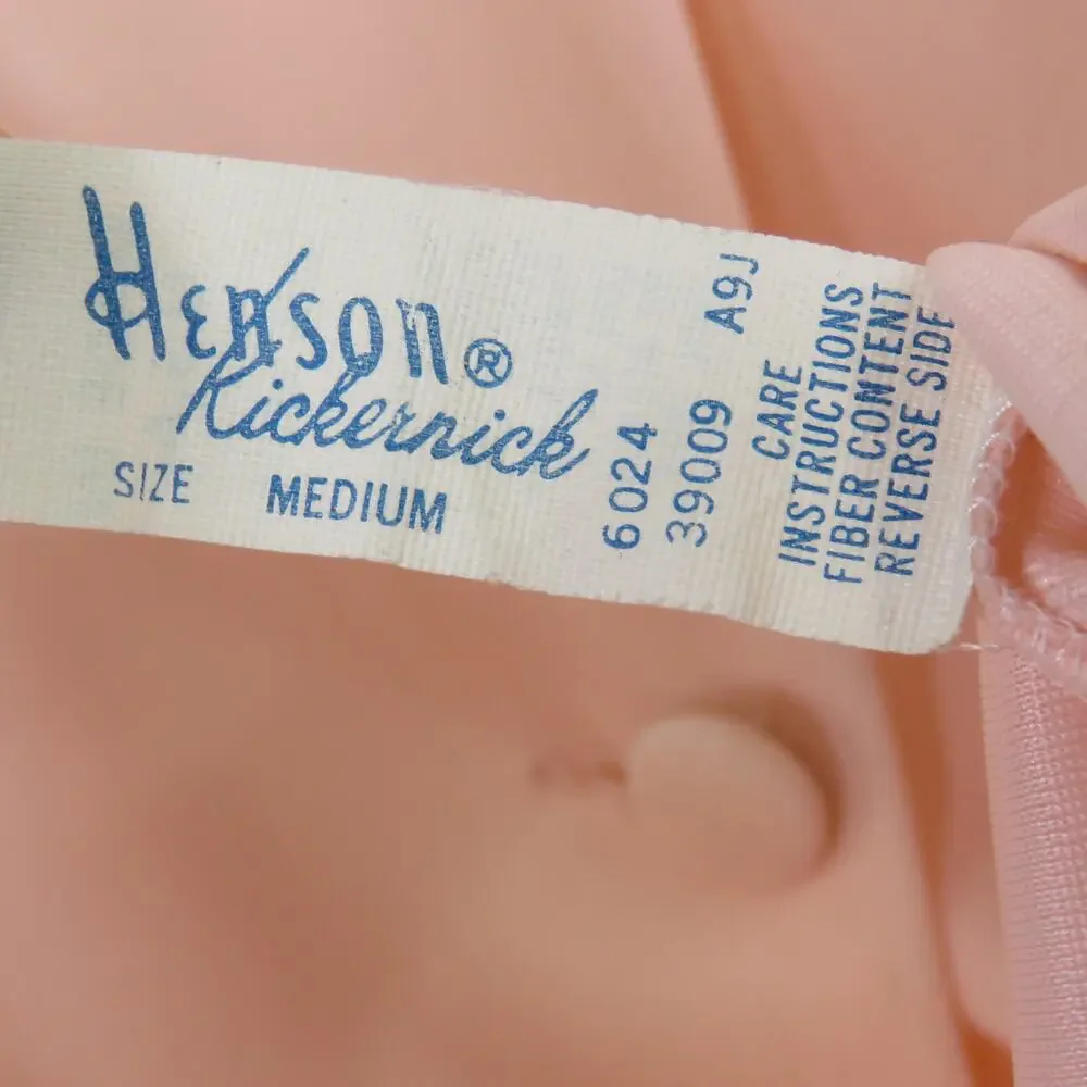 1970s Henson Kickernick Pink Vintage Nightgown Button Front Floral Medium
